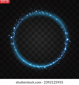Los círculos de luz azul brillan, azul brillante