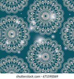 blue light color background with brightness and pattern flower mandala decorative vector illustration