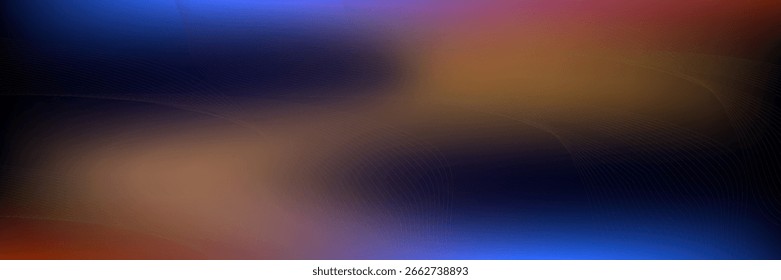 Blue light curve line overlap gold ray motion effects on black background with bokeh decorations. modern trendy design in poster,web