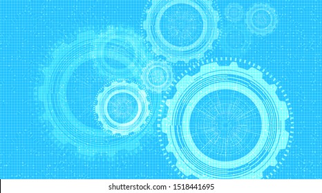 Blue Light Digital Technology Gears wheel on Technology Background,vector