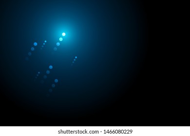 Blue light dot line up with speed line on black background, copy space composition, technology speed development concept.