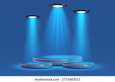 Blauer Lichteffekt von Podium und Licht.