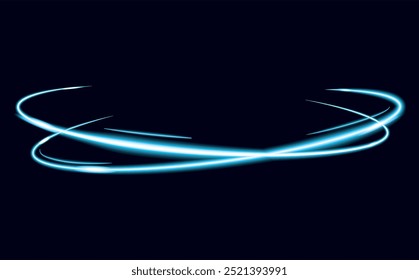 Blue Light Effect Vector. Luminous Illustration. Magic. Blue Glow on Dark Background. Flash. Neon. Glowing Lines.