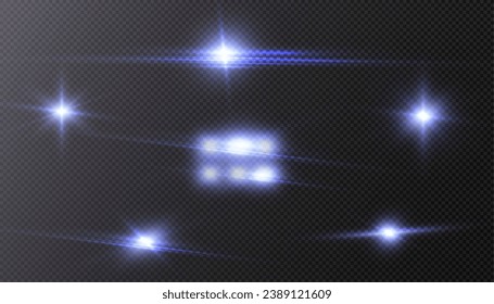 Blue light effects collection set. Vector
