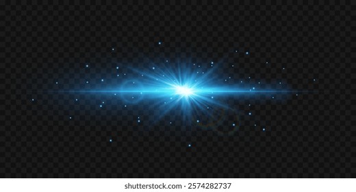 Blue light explosion, star flare effect.