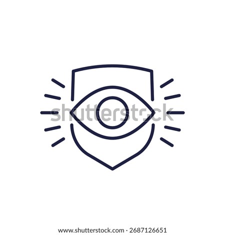 Blue light eye protection line icon on white