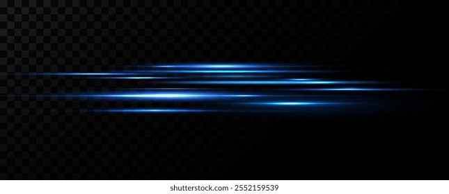 Luz azul y rayas de movimiento rápido sobre un fondo negro