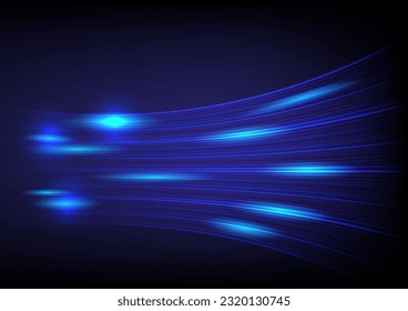 Blue light fiber optic speed line, futuristic background for  technology high-speed internet wireless data transmission, internet network concept.