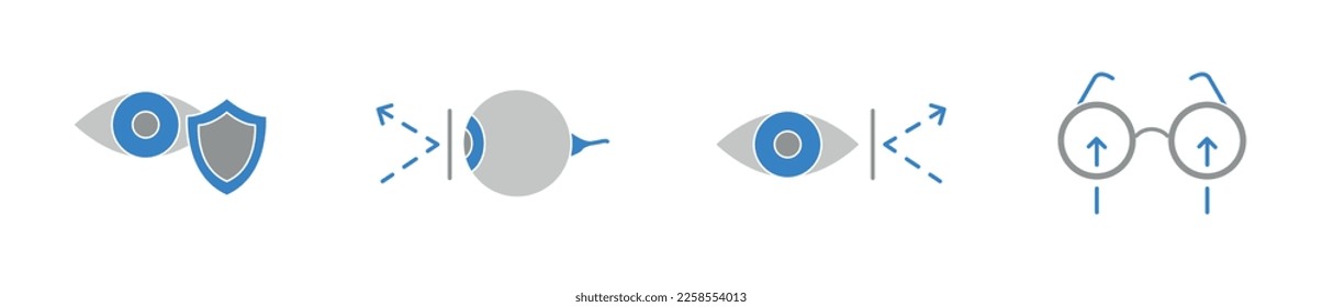 Filtro de luz azul conjunto de iconos de esbozo moderno, concepto de protección de visión, gafas de protección de rayos azules iconos vectoriales modernos, emblemas de daño de dispositivos de visión ocular, símbolos de insomnio de smartphone aislados