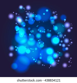 Blue light. Blue fireflies. Vector illustration
