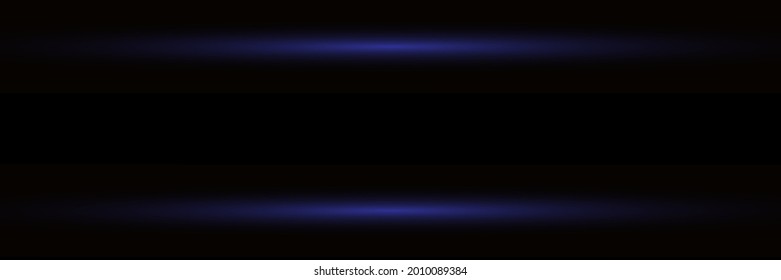 Conjunto vectorial de divisores horizontales de efecto de la bengala de luz azul. Elementos de diseño horizontal de fiesta de vacaciones.