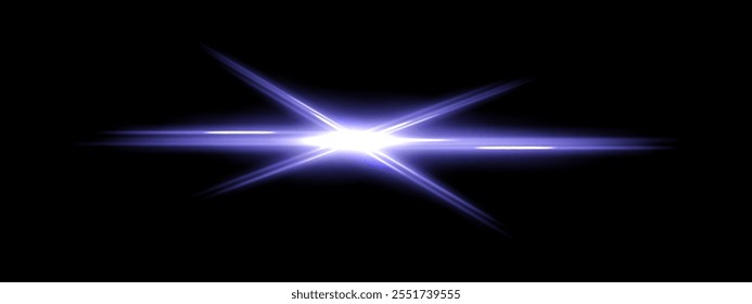 Blue light flare icon. Radiant starburst effect, bright intersecting streaks, glowing blue illumination, futuristic design, abstract energy, dynamic beam, modern visuals, vibrant decor.