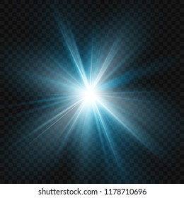 Blue light flare special effect. Vector Illustration.
