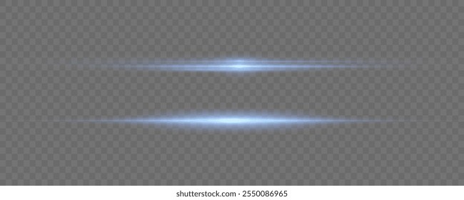 Blue light flares, beams, blue line, rays.  Realistic sun rays. Sun ray glow abstract shine light effect starburst beam sunshine glowing isolated image. 