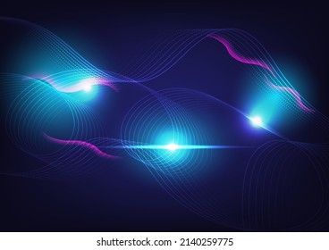 línea de onda abstracta azul futurista, patrón liso, concepto de curva de tecnología de datos de comunicación, red de Internet.