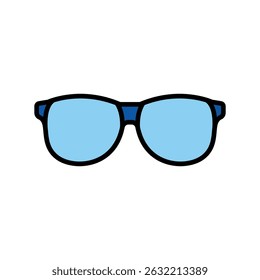 blue light glasses color flat icon for digital and print projects.  Minimal clean icons for apps and websites. Modern simple icons for UI UX and branding