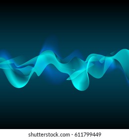 Blue light glowing and waves