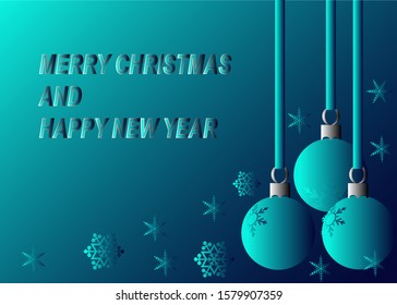 Blue and light blue gradient decorated with christmas ball ornament with snow flake illustration