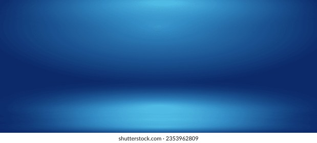 Blue light gradient wall and floor background, Effect cool tone wallpaper, Diffused light rays.