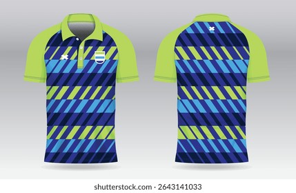 blue light green polo jersey shirt mockup template design for badminton tennis soccer football or sport uniform