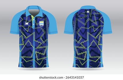 blue light green polo jersey shirt mockup template design for badminton tennis soccer football or sport uniform