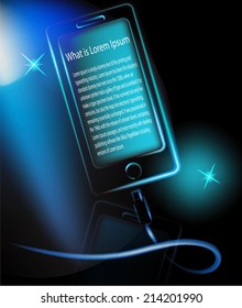 blue light high technology on mobile phone, vector.