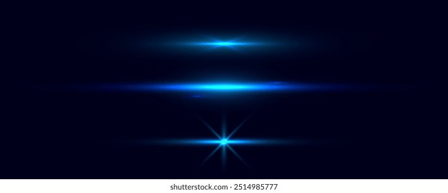Blue light horizontal sparkling light motion effect