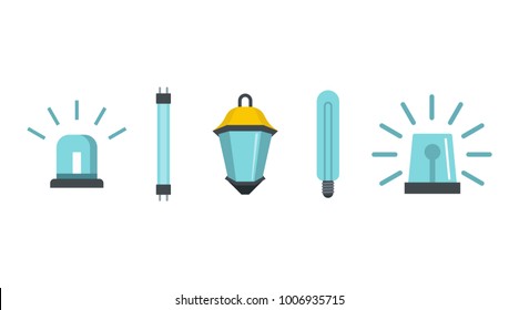Blue light icon set. Flat set of blue light vector icons for web design isolated on white background