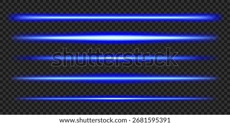 Blue light lazer effect. Neon straight line divider, led transparent border