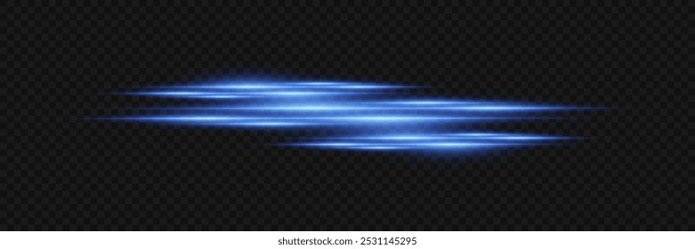 Blue light line of light. Dynamic neon effect. On a transparent background.