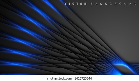 Blue light line shadow dark grey luxury background
