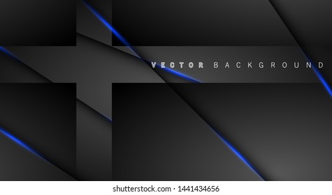 Blue light line shadow dark grey luxury background. vector design
