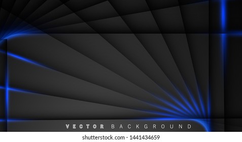 Blue light line shadow dark grey luxury background. vector design
