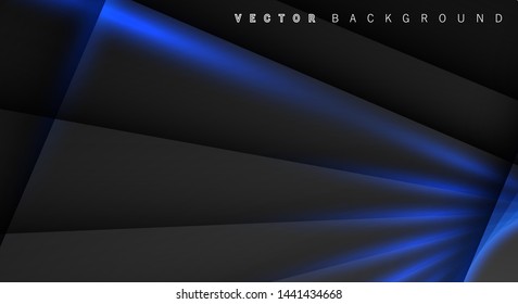 Blue light line shadow dark grey luxury background. vector design
