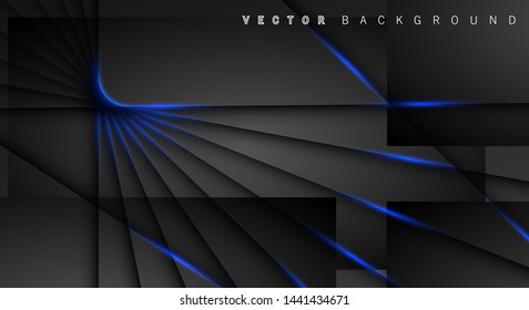 Blue light line shadow dark grey luxury background. vector design
