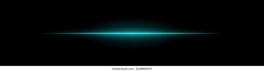 Blue light line. Single sharp glowing beam with soft radial fade on dark background. Ideal for tech, sci-fi, speed, futuristic visual effects.