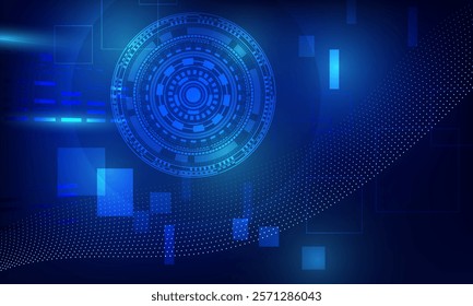 blue light lines circuit connecting network high technology with neon light abstract background