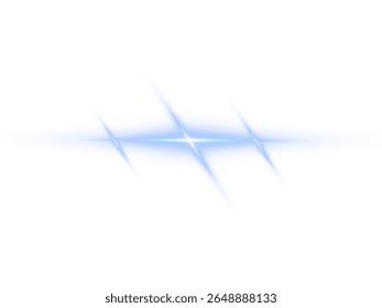 Láser de líneas de luz azul con rayas Horizontales brillantes. Vector, PNG.