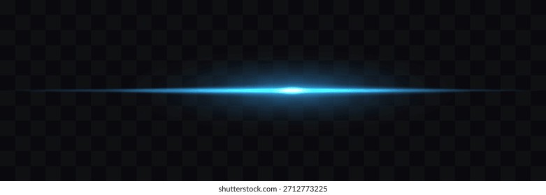Linhas de luz azul. Linhas laser de luz. O brilho de feixes de laser horizontais. Raios de luz horizontais, movimento de uma linha luminosa em um fundo transparente, um flash de luz bonito, destaques brilhantes.