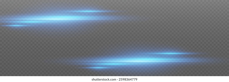 Blue light lines. The shine of horizontal laser beams.