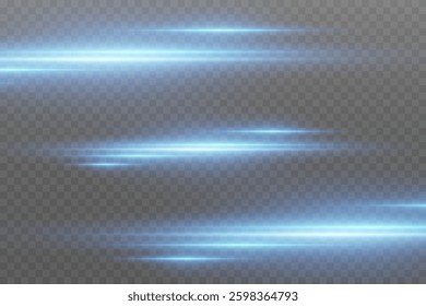 Blue light lines. The shine of horizontal laser beams.