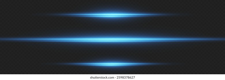 Blue light lines. The shine of horizontal laser beams.