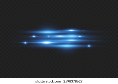 Blue light lines. The shine of horizontal laser beams.