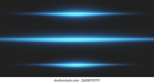 Blue light lines. The shine of horizontal laser beams.