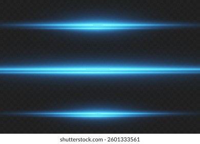 Blue light lines. The shine of horizontal laser beams.