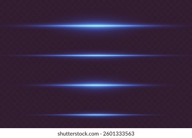 Blue light lines. The shine of horizontal laser beams.