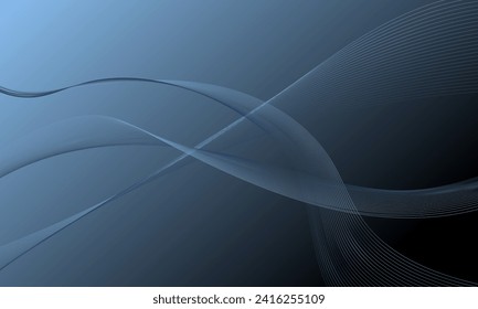 blue light lines wave curves on soft gradient abstract background
