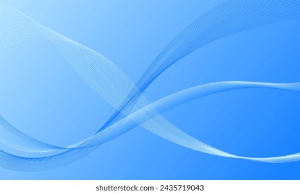blue light lines wave curves with smooth gradient abstract background