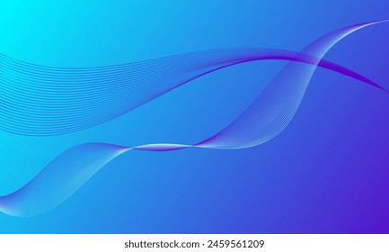 blue light with lines wave curves on gradient abstract background