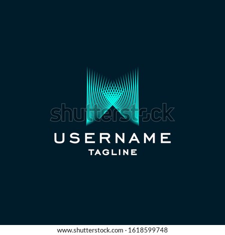 blue light logo design inspiration . spotlight logo design template . letter M logo